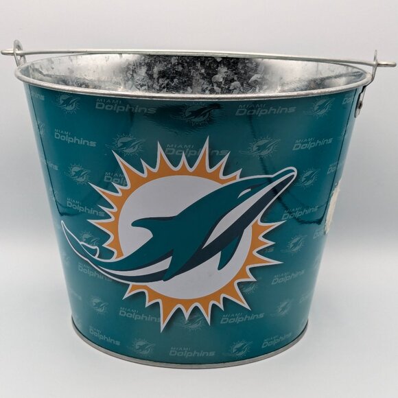 NFL Miami Dolphins 5 Qt Metal Pail with Handle - Picture 1 of 9